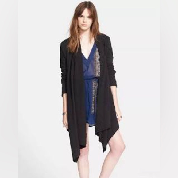 Free People Sweaters - Free People In The Loop Women's Black Open Front Cardigan